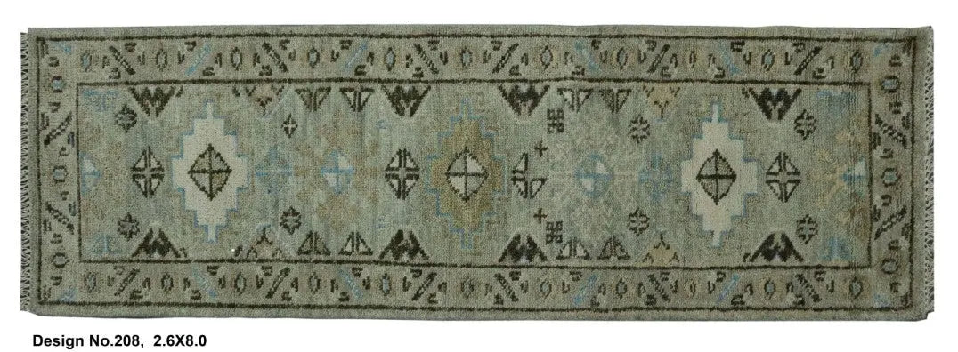 Hand knotted Indian Modern Rug 2'6" x 8'0" ABC Rugs Kilims